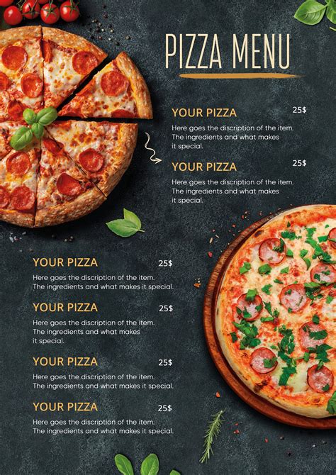 Pizza Menu .